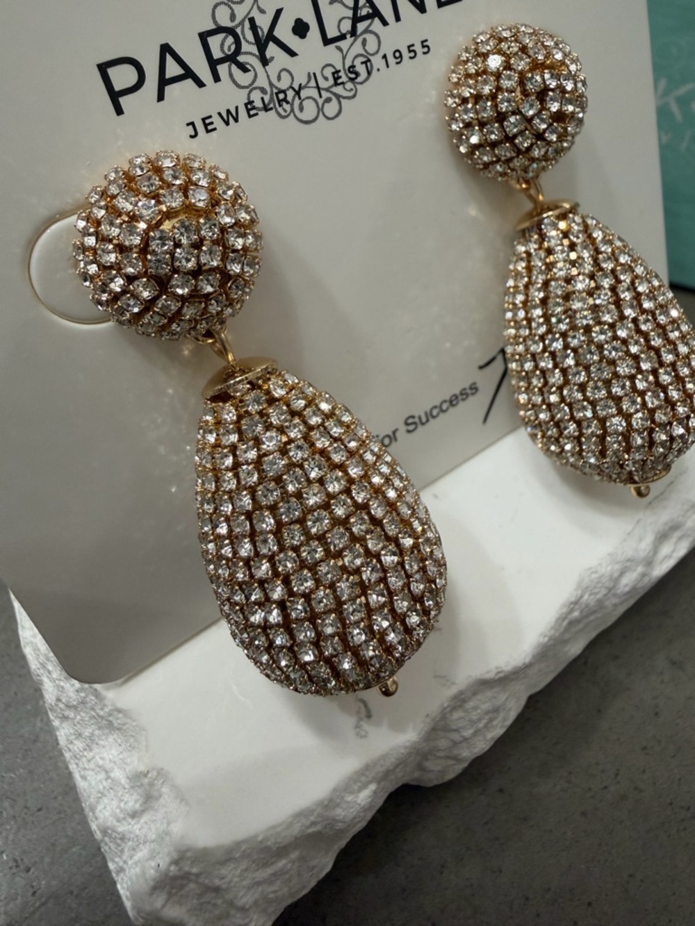 Park Lane Women’s Opulence Crystal Drop Earrings Elegant Gold Wedding NWT